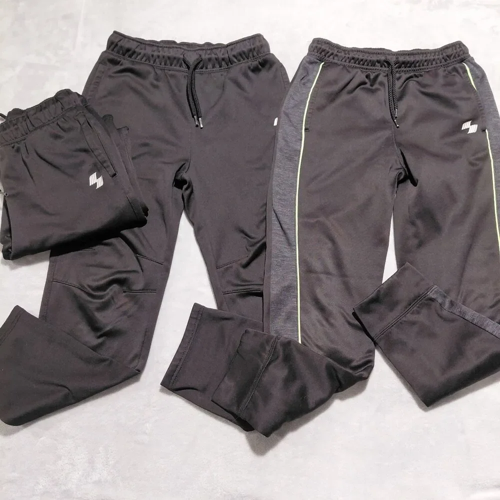 Lot of 3 Place Sport Boys Fleece Lined Athletic Sweatpants L 10/12 Black